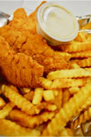 Chicken fingers, fries and blue cheese